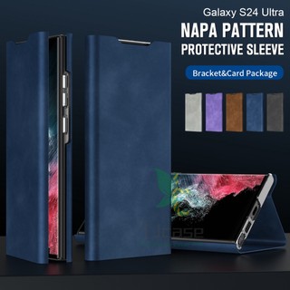 Bao Da Điện Thoại Nắp Lật Từ Tính Có Ngăn Đựng Bút Cho samsung galaxy s24 s23 s22 ultra plus s24 s23 s22 napa