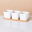 PWSSEND Giá đỡ cây cảnh mọng nước, Khay đựng chậu hoa hình chữ nhật bằng gỗ tre, Quà tặng Cartton Cat Deer Trang trí nhà cửa Đế lót ly ngôi sao năm cánh