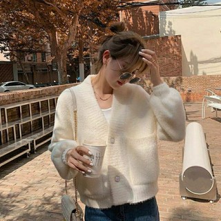 Áo Khoác cardigan Dệt Kim Dáng Ngắn Thời Trang Thu Đông Cho Nữ