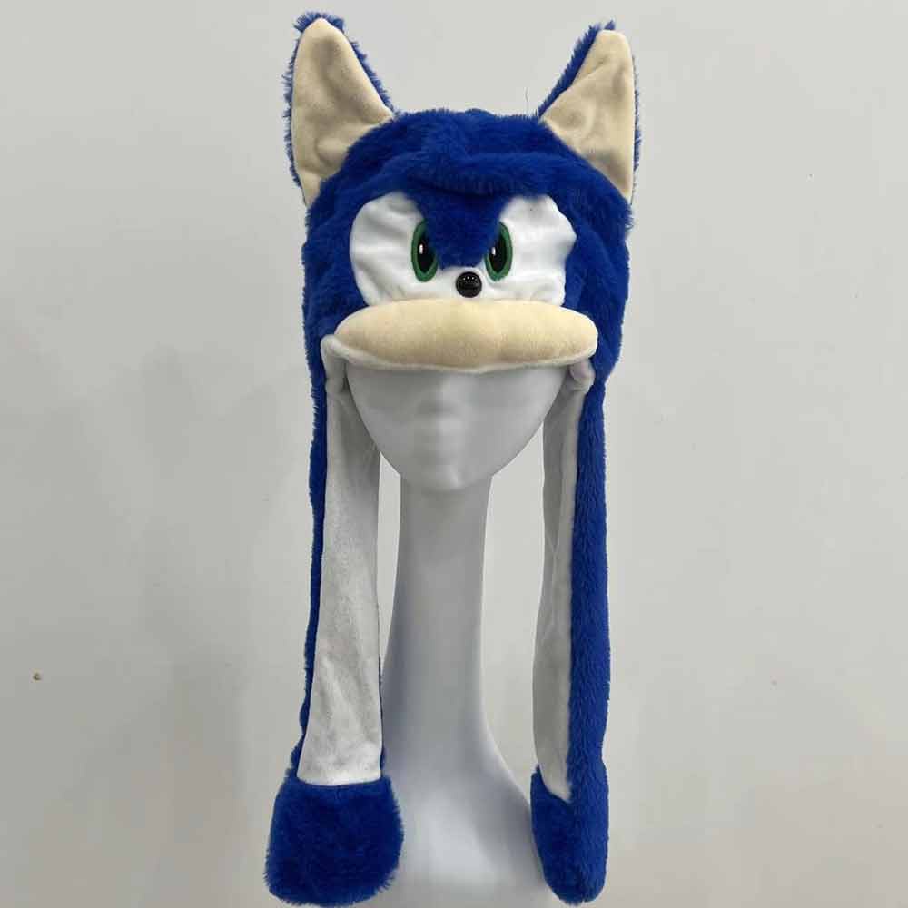 The hedgehog children's hats plush toys Sonic the Hedgehog Can moving hat with movable Earflaps cute plush dolls kids hats