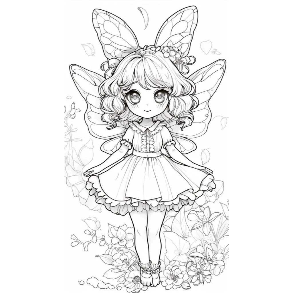 Bộ 50 Tờ Tranh Tô Màu Công Chúa Anime Chibi Cực Dễ Thương - Đồ Chơi Giấy Cô Gái Cute Cho Bé TM6000