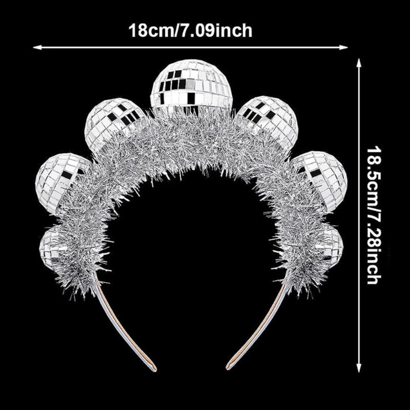 Dasbsug Nữ 70s Đảng Băng Đô Disco Bóng Headhoop Vintage Mũ Phụ Kiện Đầu