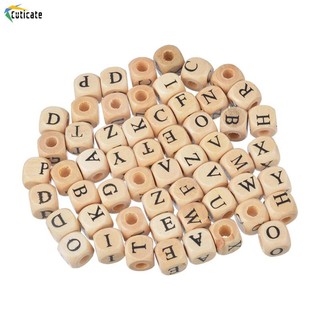[Cuticate] Bộ 100 Hạt Gỗ Xâu Chuỗi Hình Chữ Cái 10mm