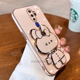 ốp lưng oppo a5 2020 a9 2020 Ốp Điện Thoại TPU Silicon Mềm Mạ Điện Gắn Gương Trang Điểm Hình Thỏ 3D Cho oppo a5 2020 a9 2020