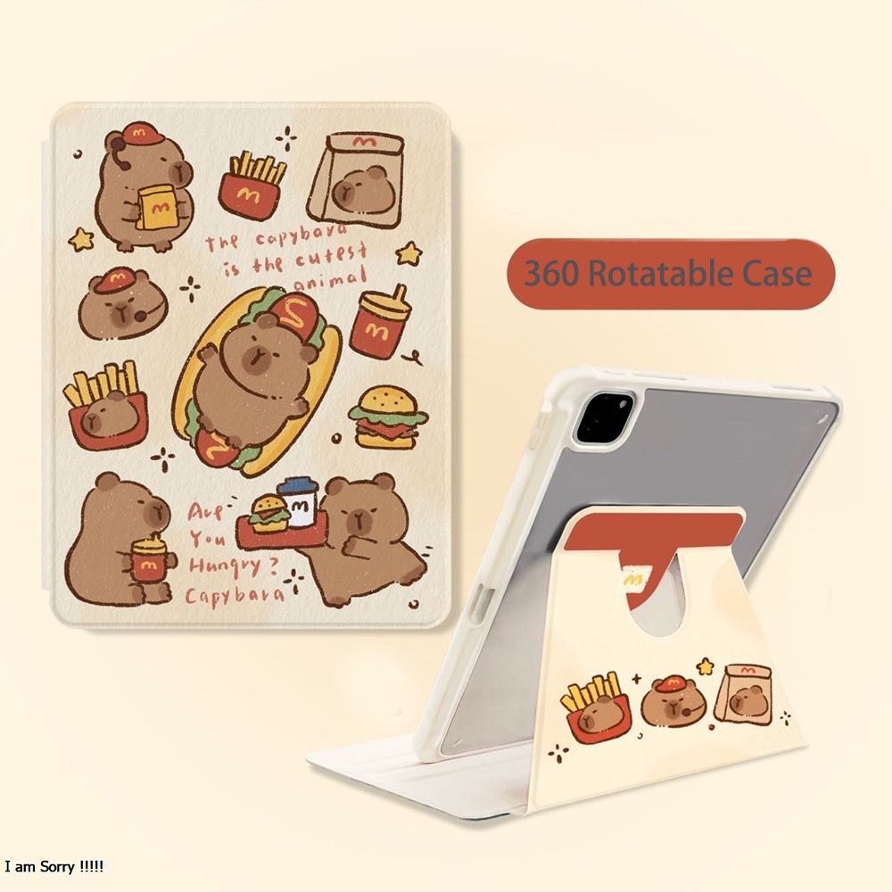 Ốp lưng Acrylic cứng họa tiết Capybara dễ thương Tương thích với IPad Mini6 IPad 5 6 7 8 9 10th Air13 Air11 A16 Air3 Air4 Air5 10.9 "Pro10.5 Pro11 Pro12,9 Pro13 2024 Bao da