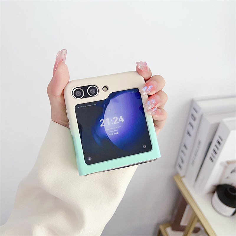 Bao Da Điện Thoại Nắp Lật Màu gradient Thời Trang Cho samsung galaxy z flip 5 4 3 5g flip5 flip4 flip3 Ốp