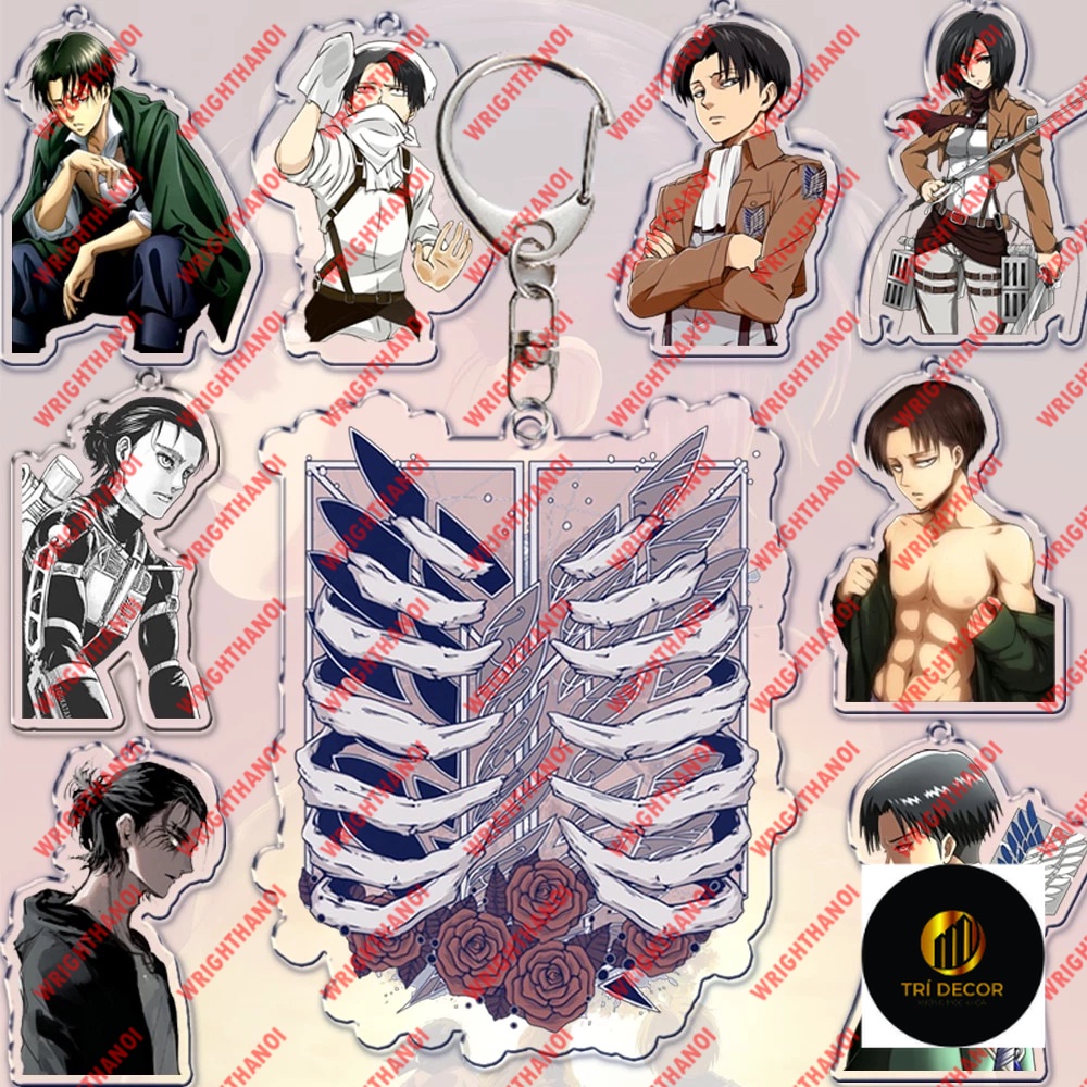 Móc Khóa Anime Attack on Titan Acrylic Nhân vật Levi Eren Mikasa Phụ Kiện trang trí móc khóa balo đi học