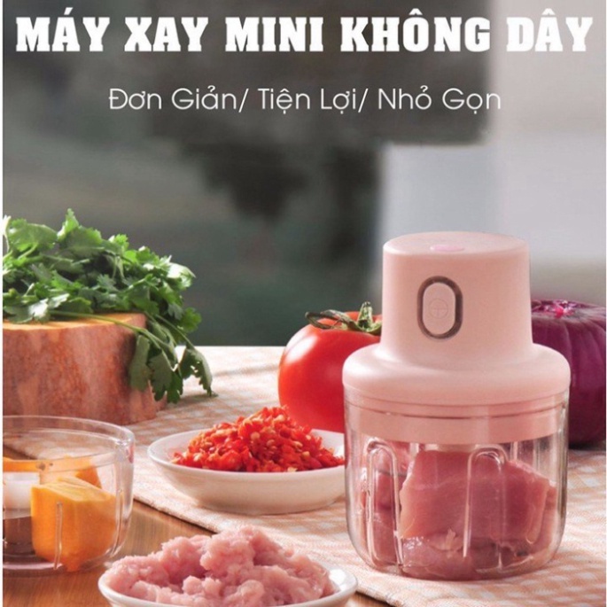 Máy Xay Tỏi Ớt Mini - Máy Xay Thịt Xay Tỏi Ớt đa năng Sạc Điện Có Cổng USB - - Gia Dụng Anh Thu