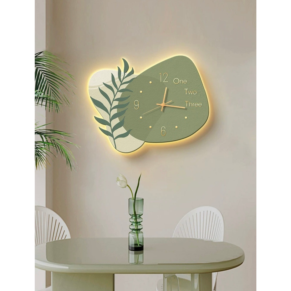 Tranh Đồng Hồ 3D Led Chiếc Lá Thưa Tráng Gương Cao Cấp Trang Trí Nhà Cửa - OHA Decor