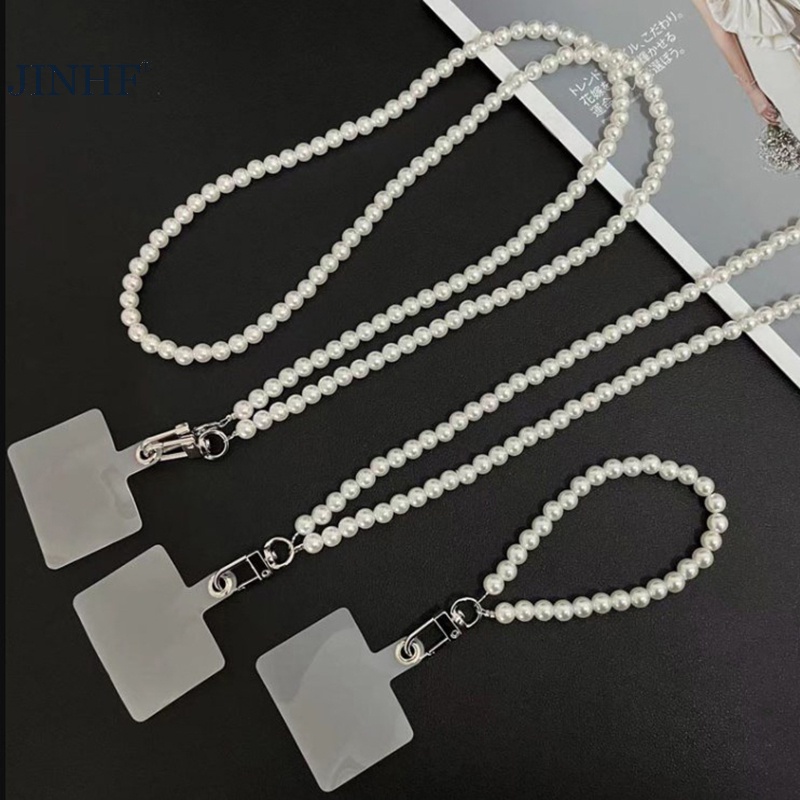 Jinf Dây Đeo Chéo Cổ Chuỗi Ngọc Trai Chống Thất Lạc Cho Điện Thoại Di Động