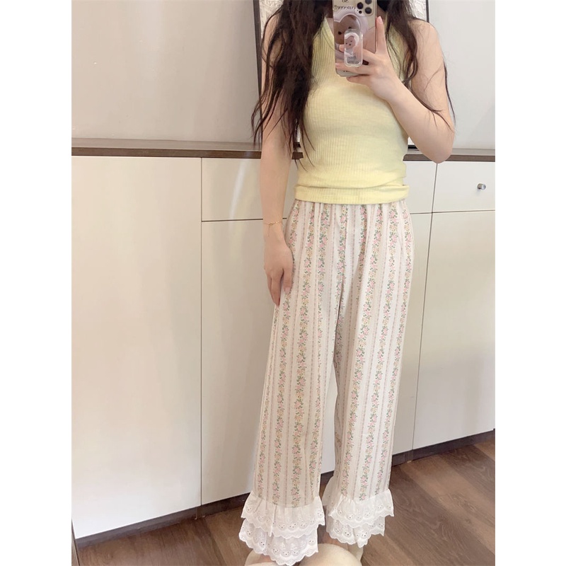 Milyfashion Ren Ngọt Ngào Rời Nhà Quần Pyjama Quần Nữ