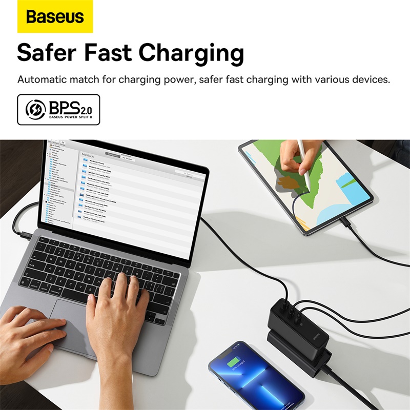 Củ Sạc Baseus 140W GaN5 USB C Sạc Nhanh PD3.1 QC4.0 Ba Cổng Sạc điện Thoại Máy Tính Xách Tay