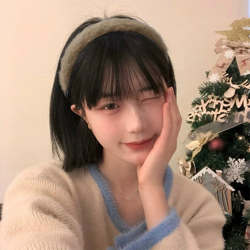Băng đô cài tóc rửa mặt Phủ Lông Co Giãn Chống Trượt Họa Tiết Hoạt Hình Dễ Thương Phong Cách Hàn Quốc