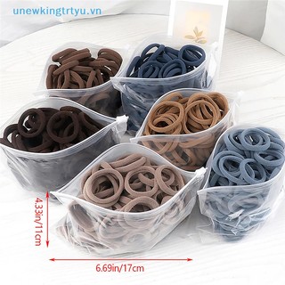 Set 50 Dây Buộc Tóc Co Giãn 4cm Màu Trơn Đơn Giản Dành Cho Nữ