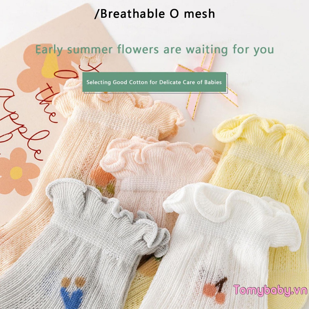 Vớ Cotton Mềm Mỏng Phối Lưới Thời Trang Mùa Hè Cho Bé Gái Sơ Sinh
