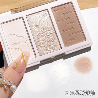 Bảng tạo khối kèm bắt sáng XiXi 3 ô, Vỏ Đỏ Cosmetic Mỹ Phẩm Trang Điểm