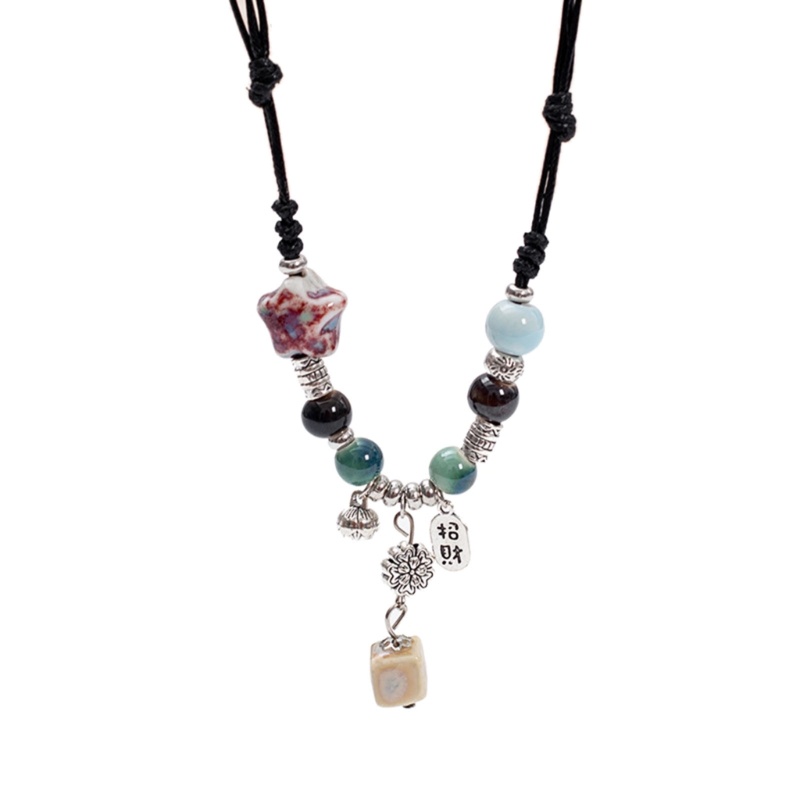 ❀❀Fine Vòng cổ Dân Tộc bohemian Đính Hạt Gốm Có Thể Điều Chỉnh
