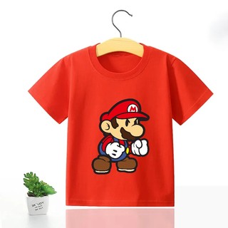 Áo Thun Tay Ngắn In Hình mario Dễ Thương Cho Bé