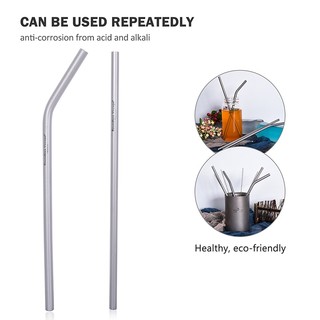 Ống Hút Titan Không Đường May Kèm Cọ Vệ Sinh Ống Hút Thẳng / Cong Có Thể Tái Sử Dụng Cho Trà / Cà Phê / Sữa Chua