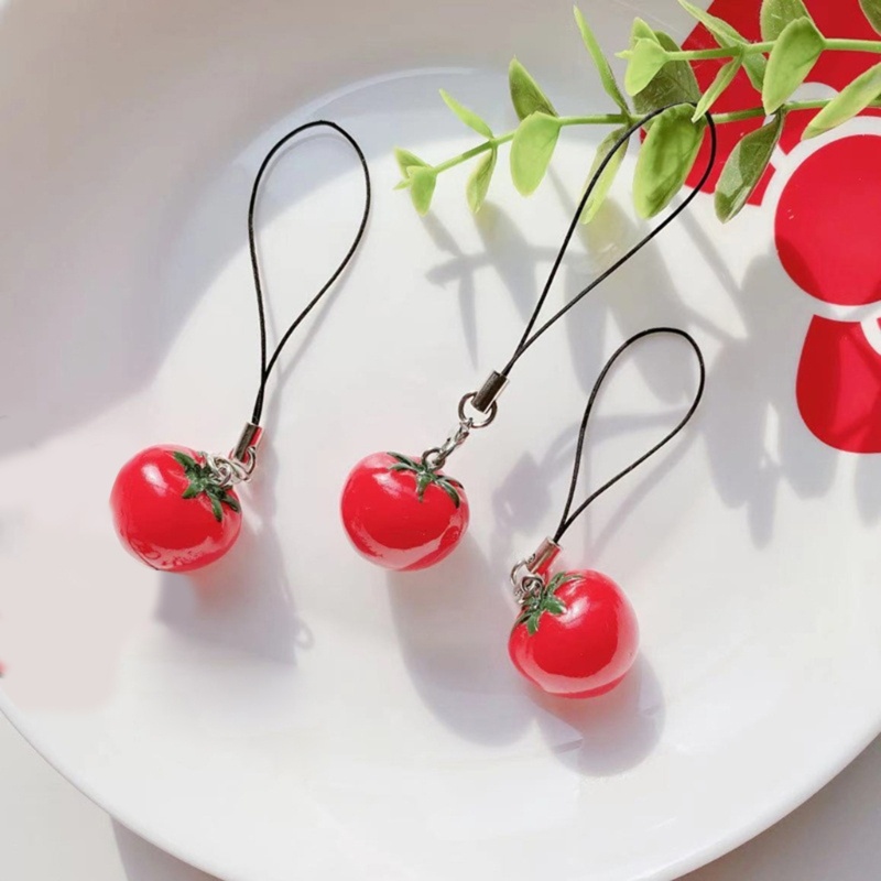 Jenniferab Mô Phỏng Dâu Cà Chua Dây Nam Nữ Móc Chìa Khóa Phụ Kiện Thủ Công