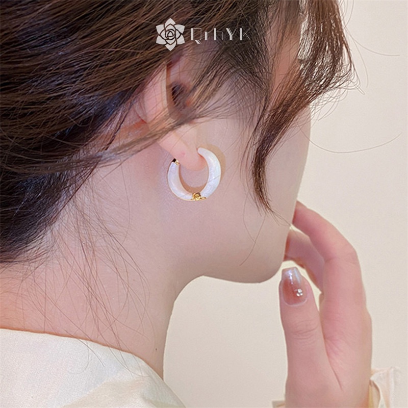 Khuyên tai QrhYK kim loại tròn phong cách vintage mới