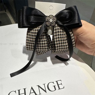 Hàn Quốc Houndstooth Nơ Kẹp Tóc Cho Nữ Phong Cách Frence Kim Cương Giả Ngọc Trai Mặt Dây Chuyền Top Kẹp Với Mùa Xuân Kẹp Mũ Phụ Kiện