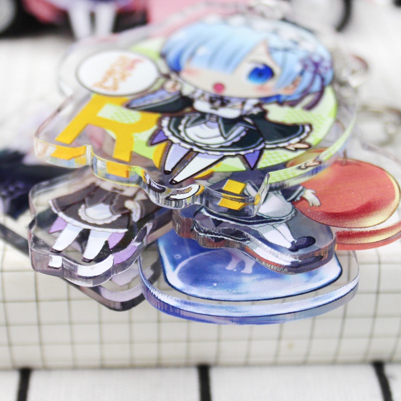 Anime Móc Khóa Thế Giới Khác Ram Rem Emilia Acrylic Anime Ngoại Vi Móc Khóa Mặt Dây Chuyền