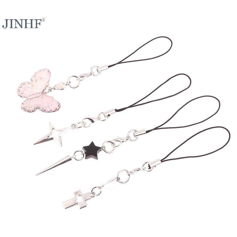 JINHF Ngôi Sao Thời Trang Mặt Dây Chuyền Chữ Thập Dây Điện Thoại Cho Bé Gái Tối Giản Y2K Dây Đeo Điện Thoại Di Động Móc Khóa Trang Trí HOT