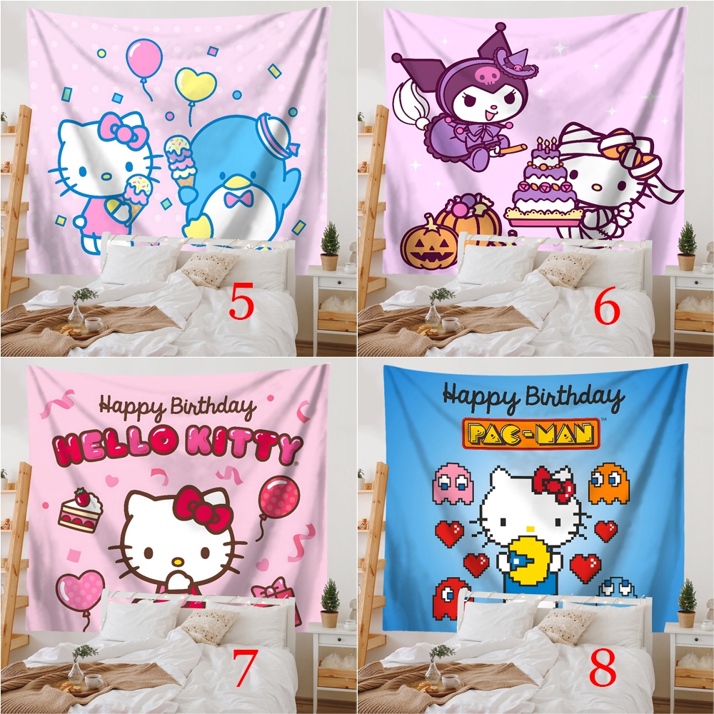 Thảm Treo Tường Trang Trí Phòng Ngủ Hình hello kitty