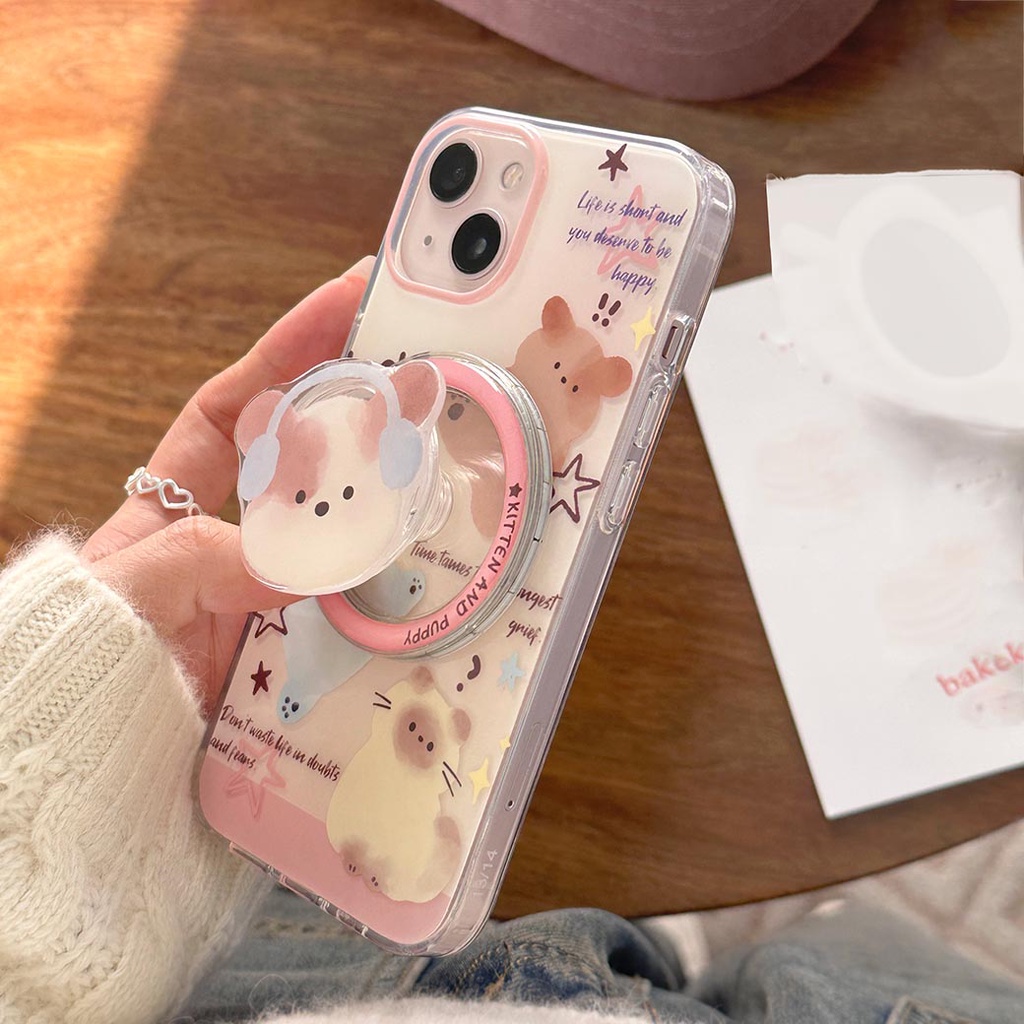 Ốp Lưng Cứng Tương Thích Với iPhone 13 13Pro 13ProMax 14 14Pro 14ProMax 15 15Pro 15ProMax 16 16Pro 16ProMax 17 17Pro 17ProMax Ốp Nam Châm Họa Tiết Ba Mèo