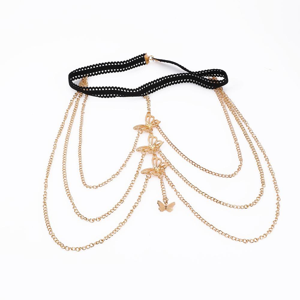 Dây Xích Chân Bướm MONOSTYLE, Dây Xích Đùi Bướm Co Giãn, Bán Ren Xu Hướng Gợi Cảm Đi Biển Trang Sức Cơ Thể Nữ