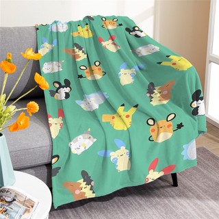 Chăn flannel in hình Pokemon, một mặt, phù hợp cho gia đình, văn phòng và điều hòa