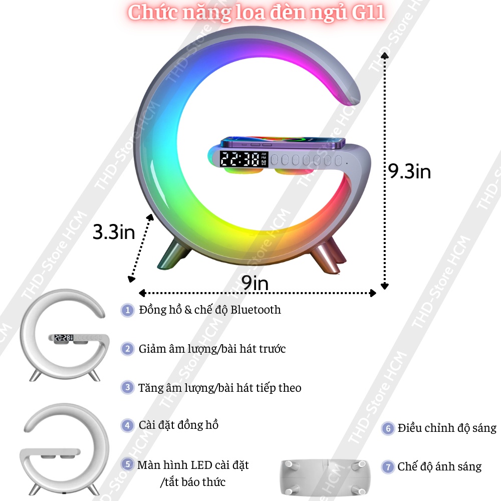 Loa Bluetooth G11 Không Dây Hỗ Trợ App Điều Chỉnh Led Kiêm Đèn Ngủ , Đồng Hồ Báo Thức Đa Năng
