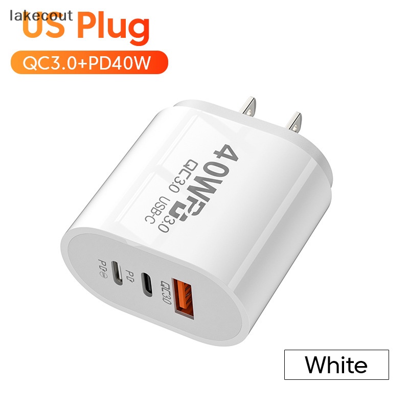 Lat USB C Sạc 40W Sạc 3 Cổng Loại C Sạc Điện Thoại Di Động PD Bộ Chuyển Đổi Nguồn Cho QC3.0 linh cẩu