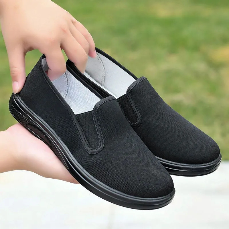 Giày Thuyền Nam Màu Đen Chất Liệu Vải Đế Bằng Cao Su Thoáng Khí Và Nhẹ