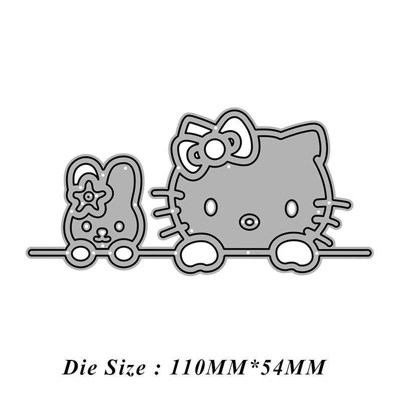 Mèo HelloKitty Kim Loại Thép Carbon Khắc Khuôn Sổ Lưu Niệm DIY Cắt Dập Nổi Mẫu 5199
