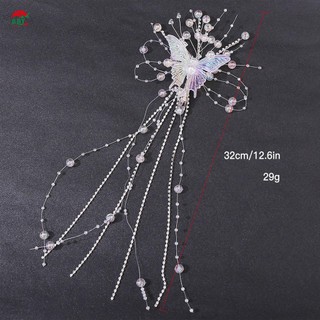 Pha Lê Bướm Tóc Barrettes Kẹp Cưới Cô Dâu Tua Rua Trang Trí Mũ Đội Đầu