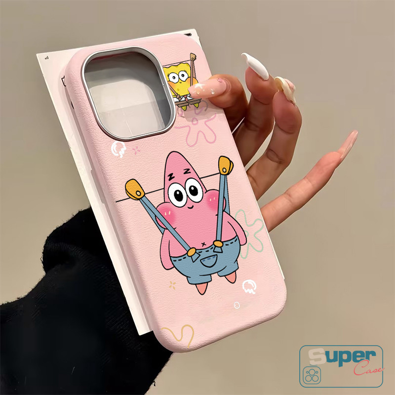 Ốp lưng cặp đôi SpongeBob Patrick hoạt hình ngộ nghĩnh Tương thích cho IPhone 16 11 15 13 14 12 Pro Max XR X XS Max 15Pro 11Pro 16Pro 14Pro 13Pro 12Pro Max Vỏ mềm da họa tiết sang trọng