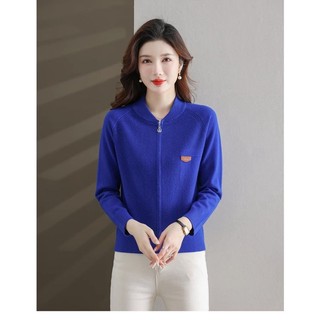 Áo Khoác cardigan Dệt Kim Tay Dài Cổ Đứng Có Khóa Kéo Phong Cách Phương Tây Thời Trang Mùa Thu 2023 Cho Nữ