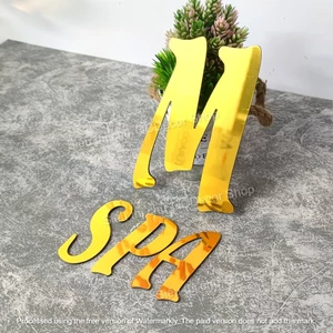 Cao 20cm, Chữ Alu Vàng Gương, dày 3mm, Flamenco, dán tường, biển quảng cáo Chotdonnaoo
