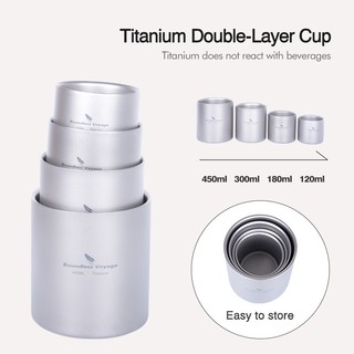 [Hành Trình Vô Hạn] Cốc Titan Tường Đôi 4 Trong 1 Chịu Nhiệt Mini Trà Uống Cốc Cắm Trại Ngoài Trời Cốc Cà Phê Mup