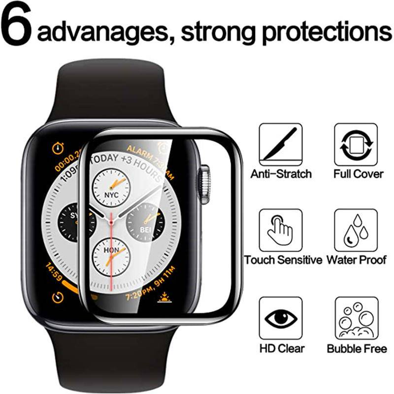 1-3 Chiếc HD Đen Edge Phim Cường Lực Bảo Vệ Màn Hình Cho Apple Watch Series 9 8 7 41mm 45mm Ultra 2
