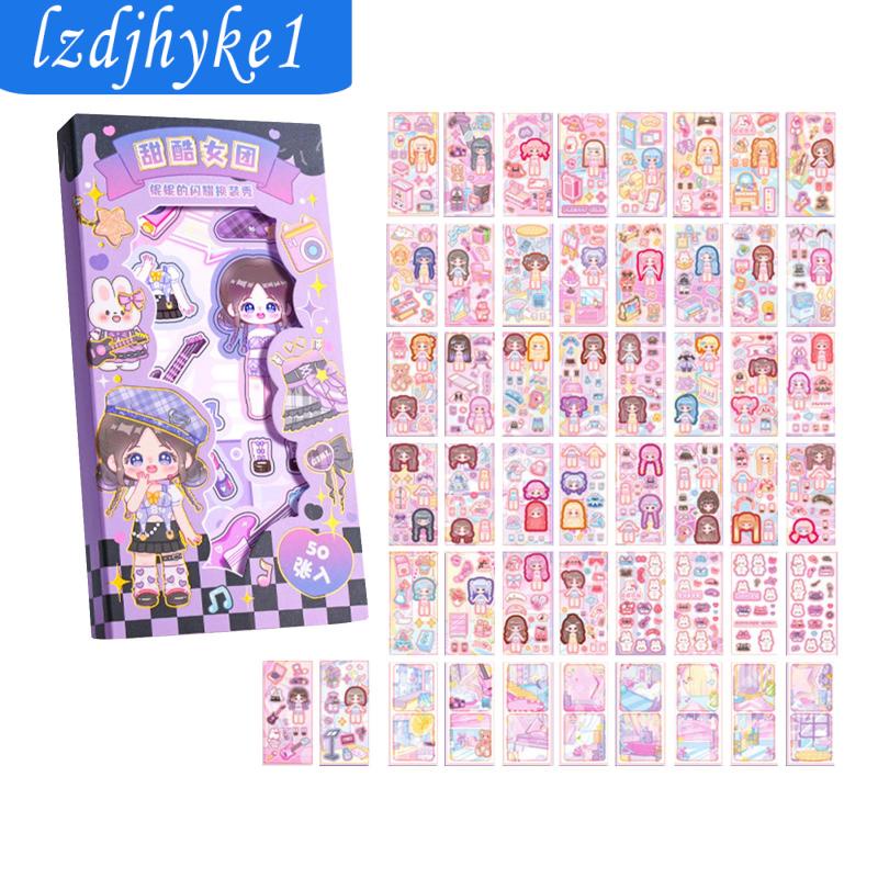 Bộ 50 sticker Dán Trang Trí Sổ Tay Hình Công Chúa