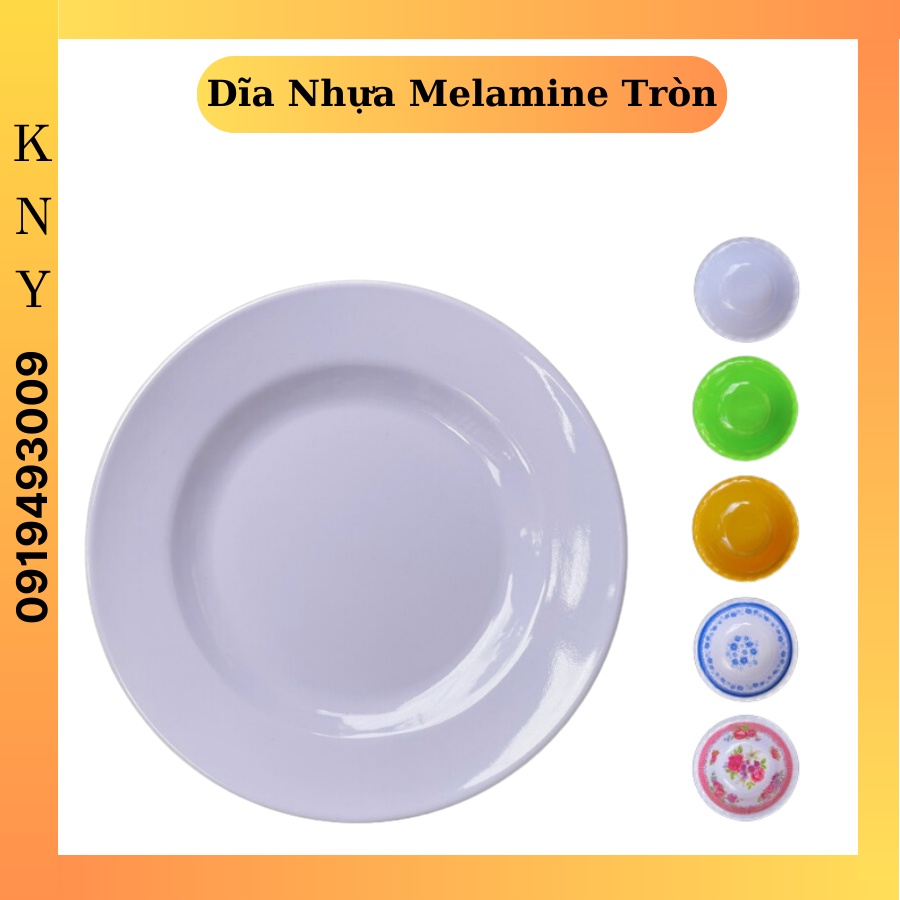 Dĩa Nhựa Melamine Tròn Cạn, Dĩa Cơm Sườn Màu Trắng, Vàng, Xanh Chất ...