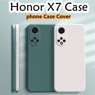 [Phong cách mới] Dành cho ốp lưng Honor X7 Vỏ silicon cạnh thẳng Vỏ điện thoại màu trơn cổ điển
