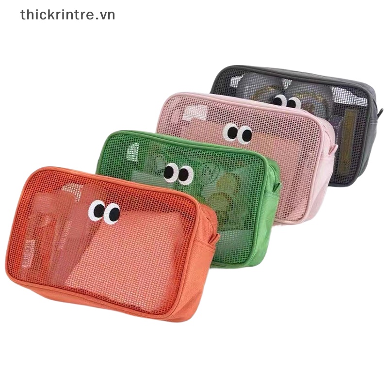 THI Mới Kẹo Màu Lưới Túi Đựng Mỹ Phẩm Dễ Thương Mắt To Trang Điểm Túi Trang Điểm Hộp Đựng Trang Điểm Di Động Vệ Sinh Túi Bảo Quản VN