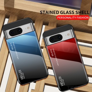 Ôp Điện Thoại Tráng Kính Cường Lực Màu gradient Viền silicone Dẻo Cho google pixel 8 7 6 pro 7a 6a Ốp