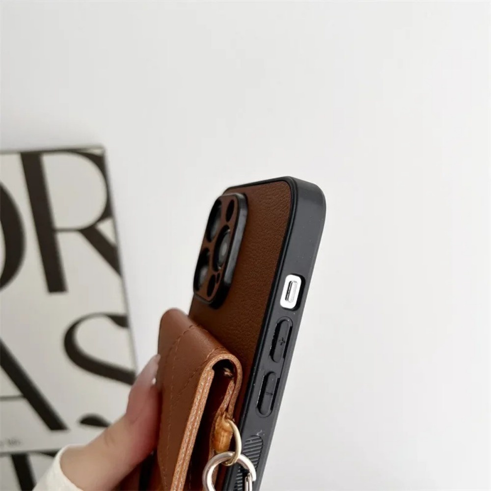 Ốp Điện Thoại Da Đeo Ngang Cho IPhone 15 14 13 12 16 Pro Max Plus Ví Có Đựng Thẻ Vỏ Chống Sốc