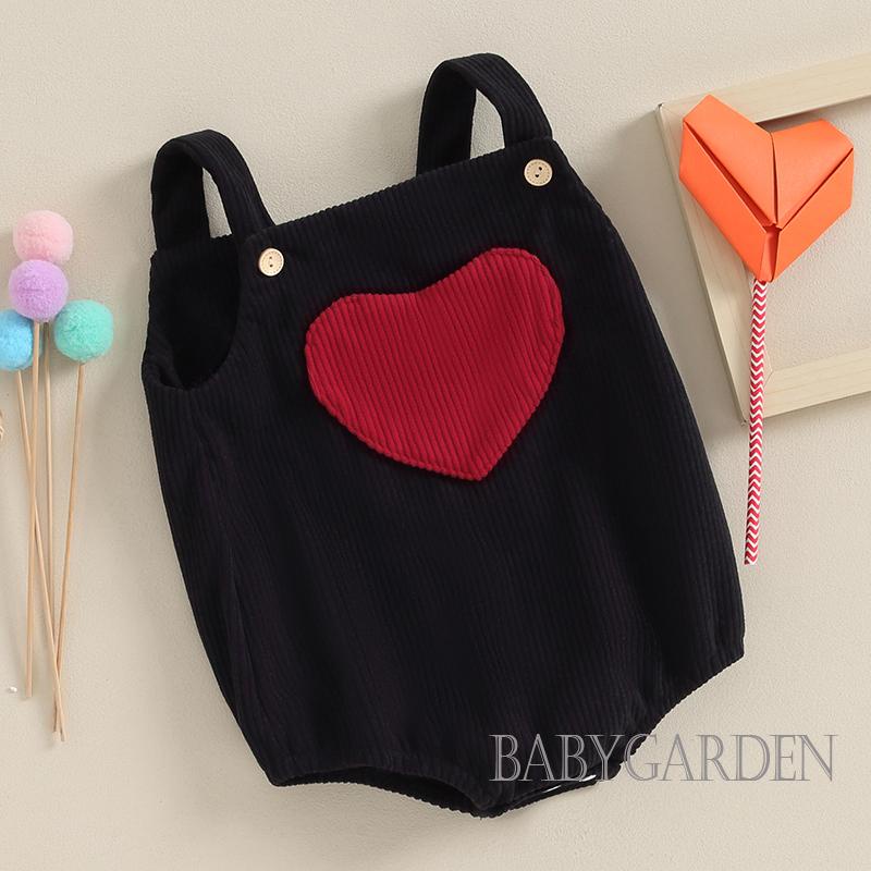 Jumpsuit Vải Nhung Kẻ Không Tay Có Túi Hình Trái Tim Cho Bé