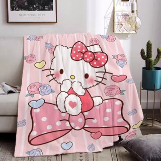 Hello Kitty Chăn flannel in hoạt hình Sanrio, quà tặng gia đình & bạn bè, in một mặt, dùng điều hòa, văn phòng